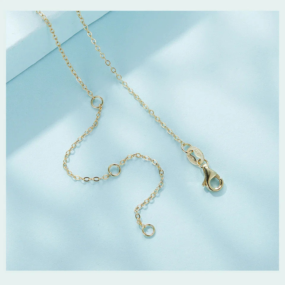 Genuine 925 Sterling Silver The shape of love Chain Necklace for Women, Godl Plated Heart Necklace 3 Color 18.11''