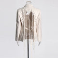 New Arrival Women Back Hollow Out Design Double Breasted Suit Jackets Y2K High Street Streamer Decoration Temperament Coat