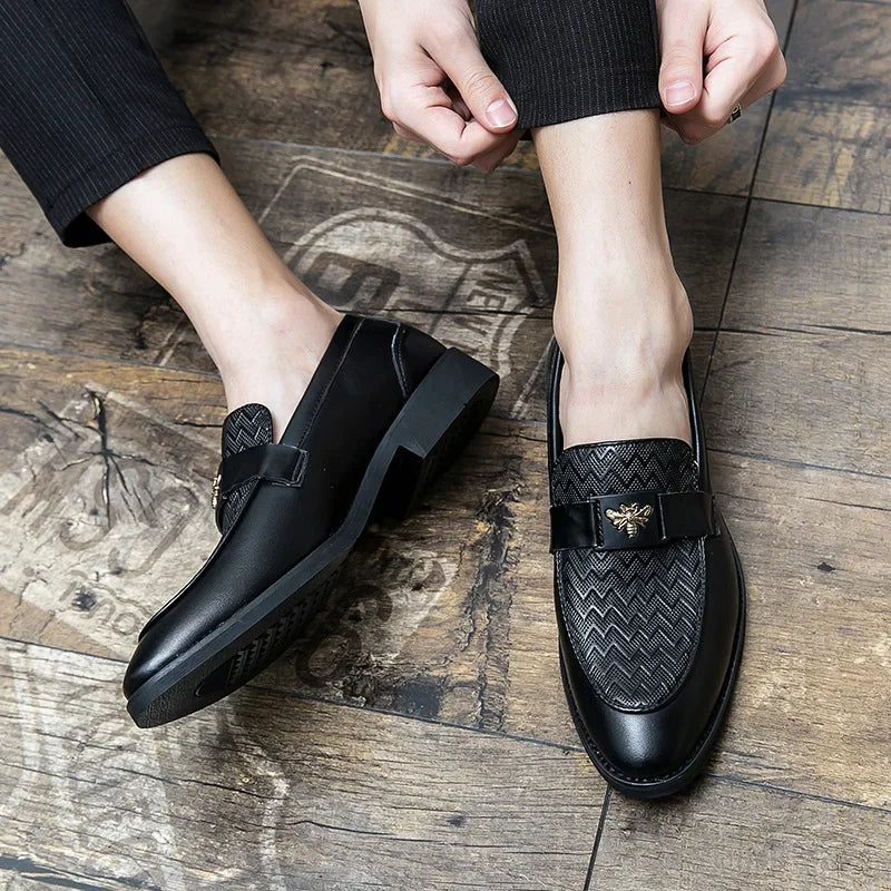 Men's Business Casual Shoes Autumn British Style Pointed Toe Formal Leather Shoes Easy to Wear Black Suit Wedding Shoes