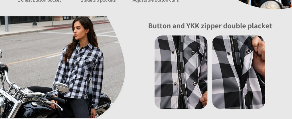 Men's Women's Winter Motorcycle Jacket Warm Motocross Motorbike Checkered Casual Outdoor Riding Shirts