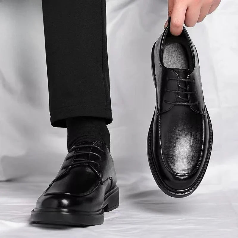 2024 New Men's Height Increasing Soft Leather Breathable Casual Business Elevator Shoes