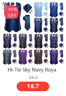 Dark Purple Men Vest Elegant Silk Paisley Jacquard Waistcoat Jacket NeckTie Hanky Cufflinks for Men Business Party Hi-Tie