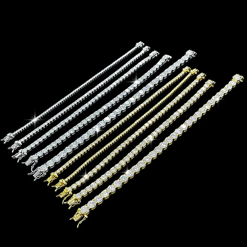 Luxury  Jewelry VVS Moissanite  Sterling Silver 925 Fashion Moissanite Tennis Chain Bracelet and Necklace For Women