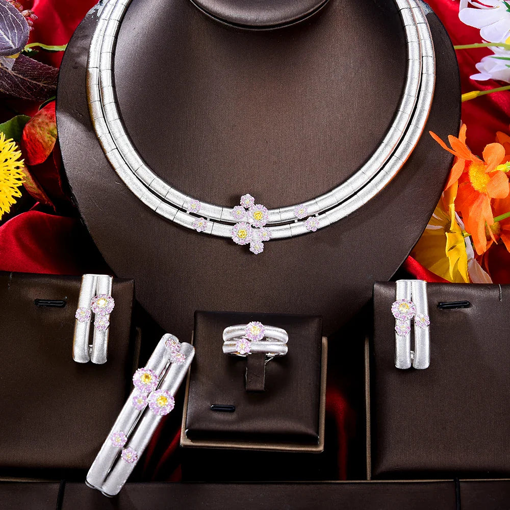 Simple Multicolor African Jewelry Sets for Women Wedding Luxury Naija Jewelry Set Cubic Zirconia Dubai Bridal Jewelry Sets