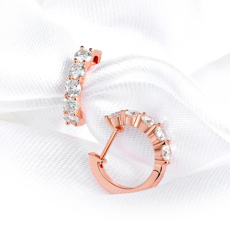 Each 0.2CT 3.5mm Certified All Moissanite Hoop Earrings for Women Classic Sparkly Bridal Jewelry Pure 925 Plated 18K