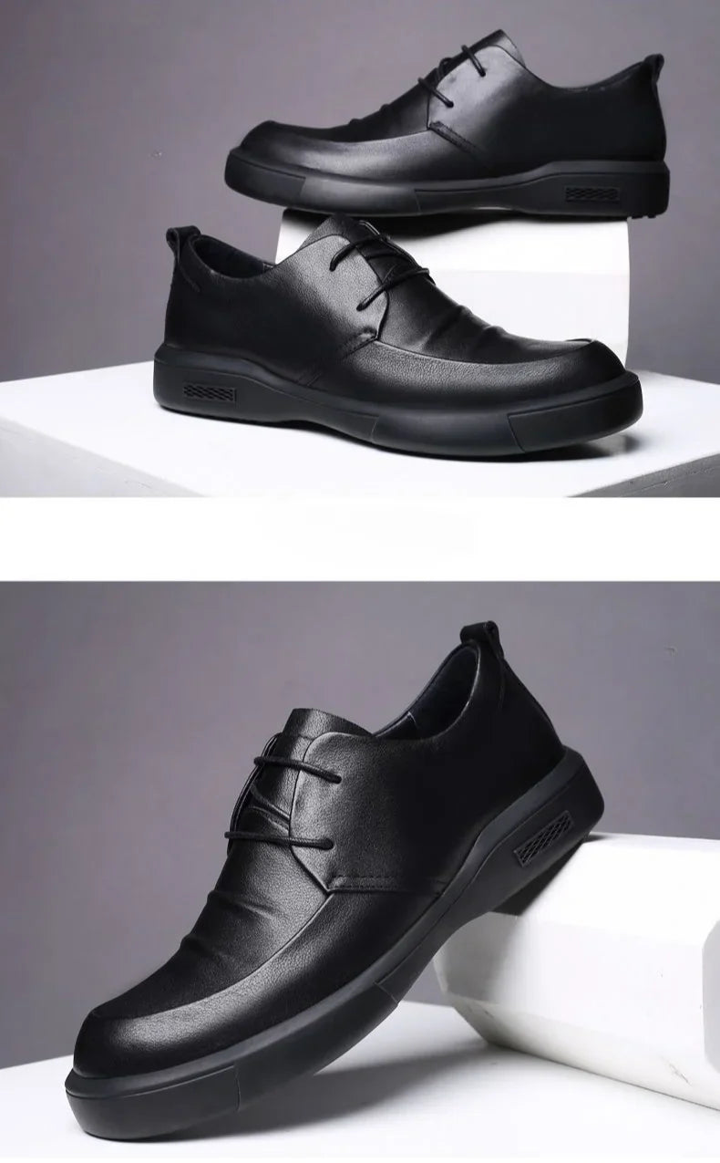 Social Shoe Male Spring Autumn Men's Formal Shoes Casual Business Cowhide 2025 Trend Black Official Cheap Clearance Footwear New