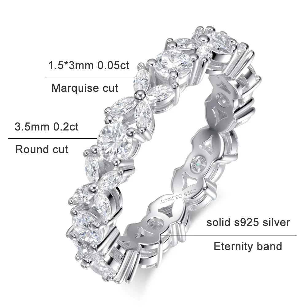 Moissanite Eternity Band Rings for Women Jewelry GRA Certified D Color VVS1 Lab Grow Diamond s925 Sterling Silver Ring