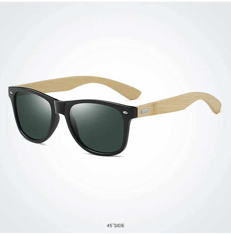 Fashion Bamboo Wood Vintage Square Sunglasses Men Women Luxury Brand Designer Sun Glasses Wooden Driving Fishing Eyewear