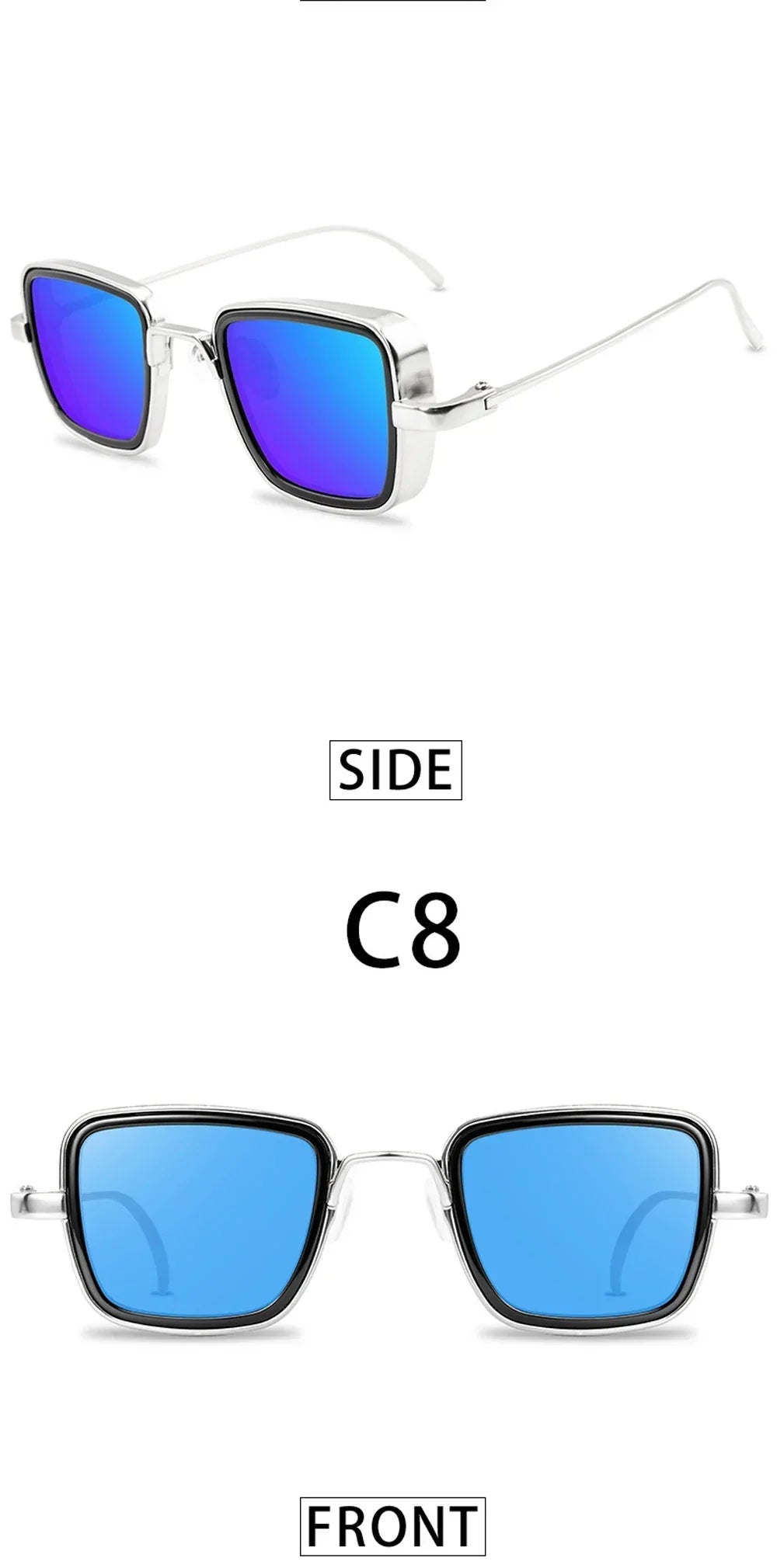 Brand Shades Men Women Sun Glasses UV400 Square Vintage Metal Steampunk Sunglasses