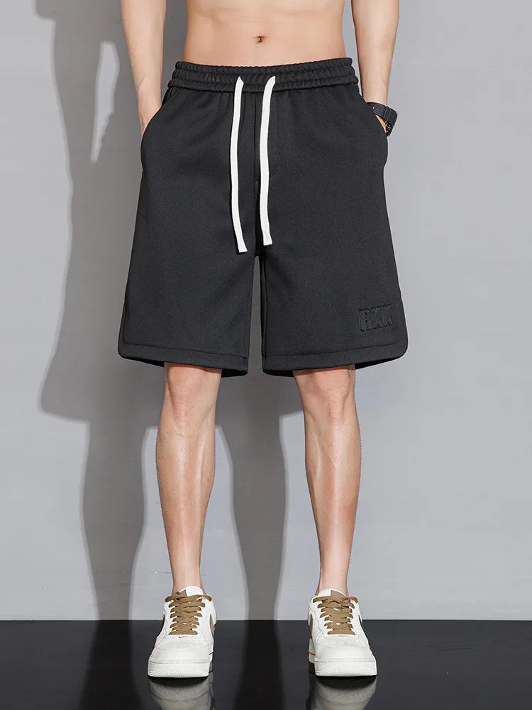 Summer Men's Sport Shorts Knee-Length Straight Loose Short Pants Streetwear Drawstring Knitted Sweat Casual Shorts Big Size 8XL