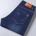 New style jeans, men's slim fit, Korean style comfortable straight leg elastic gray mid waist pants, men's casual denim pants