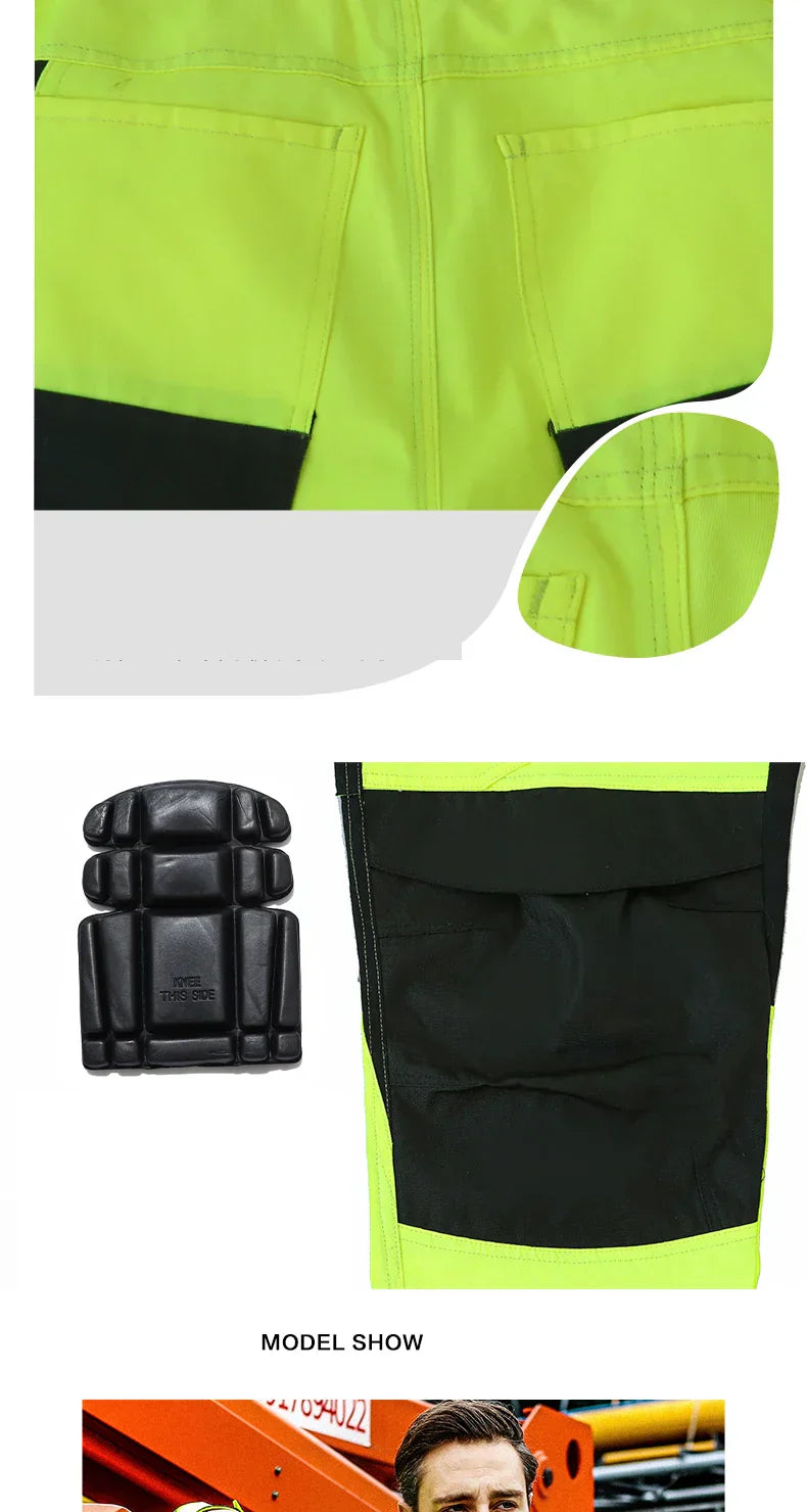 Men's Workwear Suit Work Suit Fluorescent Yellow Work Jacket and Pants Set with Multi Pockets Work Wear