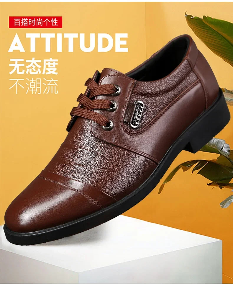 Men's Genuine Cow Leather Shoes Business Casual Shoes With Triple-Stitched Soles For Middle-Aged And Elderly Men 2025