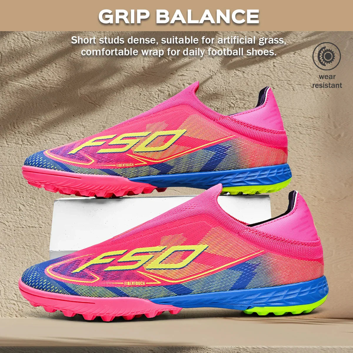 Professional Training TF Soccer Shoes for Men Women Kids PU+Fabric Breathable Wear-Resistant Rubber Sole