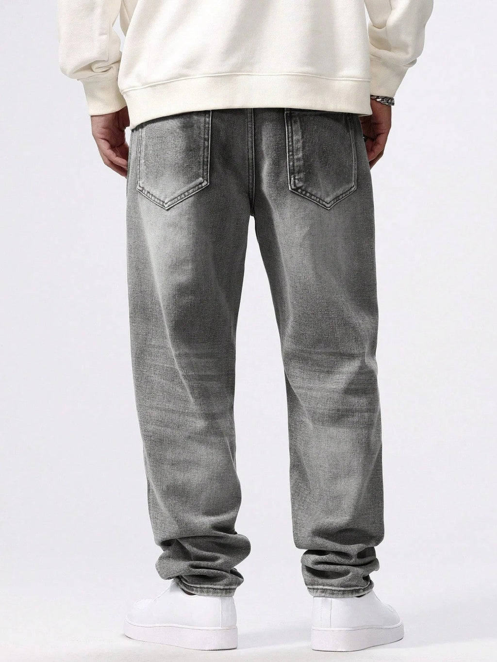 Men's Straight-leg Skinny Grey Jeans American street style is a minimalist design that is suitable for everyday wear