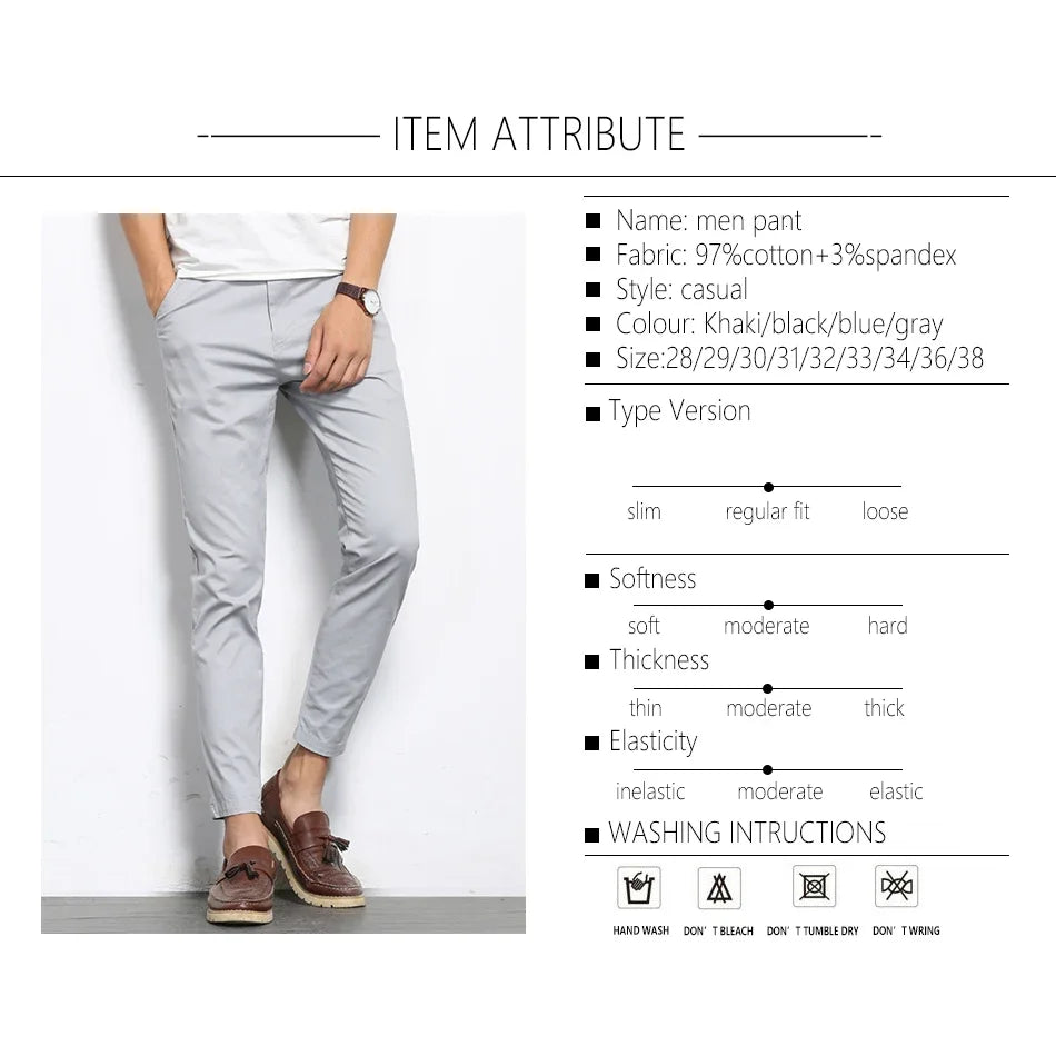 Men Fashions Casual Pants Men Straight Slight Elastic Trousers