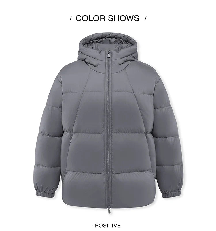 Down Jacket Men 2024 Winter New Thermal Three-Proof Couple Hooded Outerwear Solid Color Versatile Down Jacket