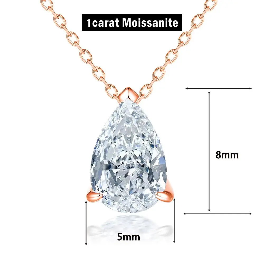 1/2/3/4CT Water Drop Moissanite Pendant Necklace for Women  Certified 925 Silver Pear Cut Solitaire Diamond Pendant Neckchain