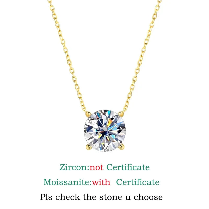 1-6CT Brilliant cut Moissanite Necklace for Women Solitaire Pendant Luxury Female Neck Chain 925 Sterling Silver 100%