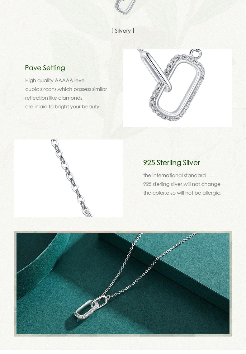 Romantic Lock Design Sparkling Clear CZ Necklace 925 Sterling Silver Chain Necklace For Women Fine Jewelry Wedding Gift