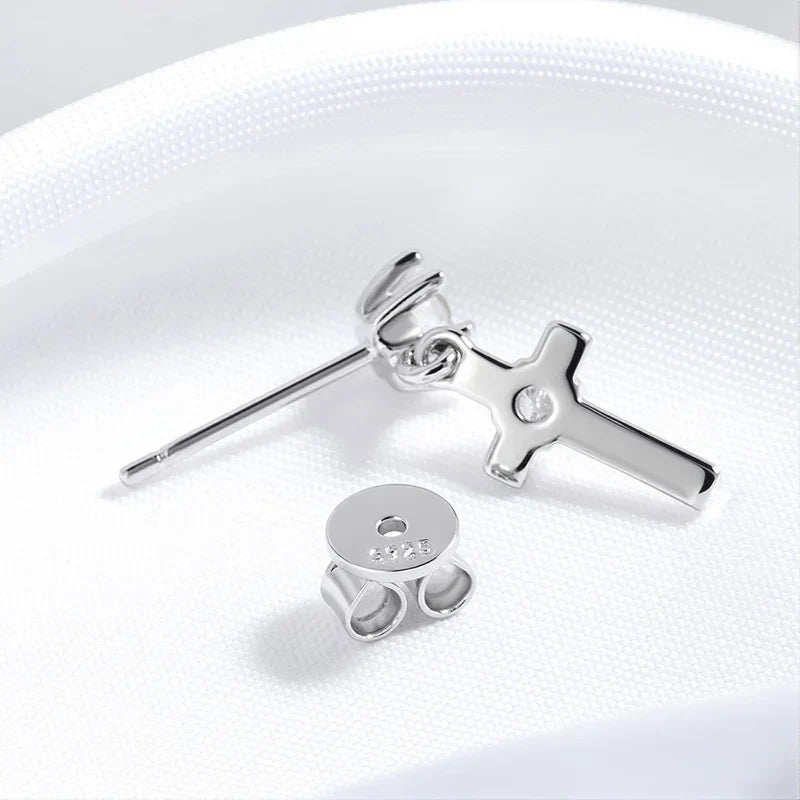 Cross Dangle All Moissanite Drop Earrings for Women D Color VVS1 Lab Diamond Jewelry Hip Hop Real S925 Sterling Silver