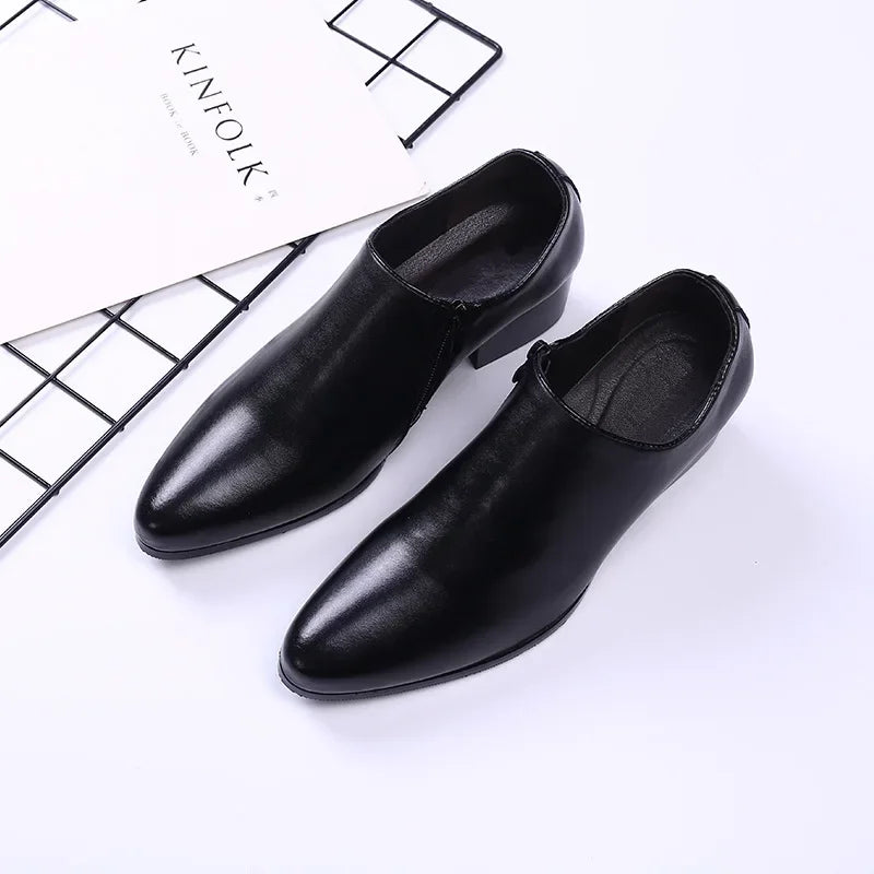 Men’s Leather Pointed Toe Shoes – Formal Slip-On Dress Footwear, Black/Brown, Sizes 40–48