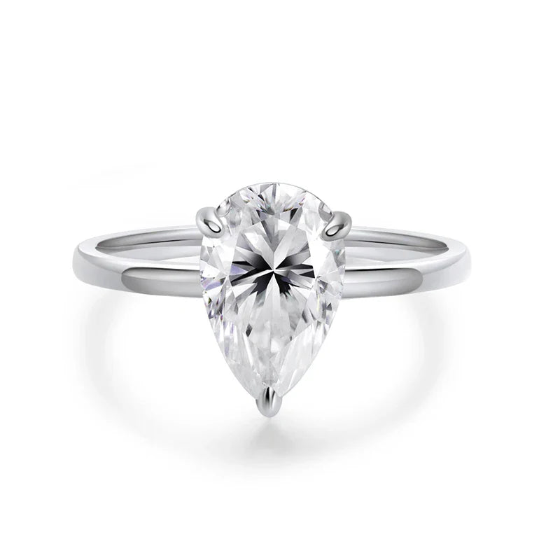1-4CT Pear Cut Moissanite Solitaire Ring for Women Wedding Lab Diamond Band 100% 925 Sterling Silver Jewelry Wholesale
