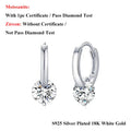 0.5/1/2CT Round Brilliant Cut Moissanite Huggie Hoop Earrings for Women S925 Silver Dainty Micro Buckle Ear Fine Jewelry