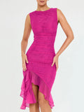 Elegant Ruffle Ruched Midi Dress For Women