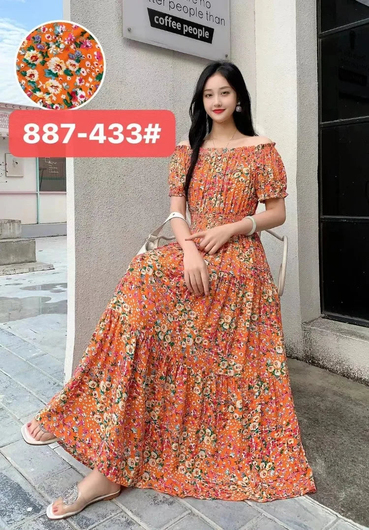 New Summer Dress Women Indian Clothes Cotton Linen Long Maxi Vintage Sexy Korean Casual Bohemian Floral Robe Vestidos Feminino