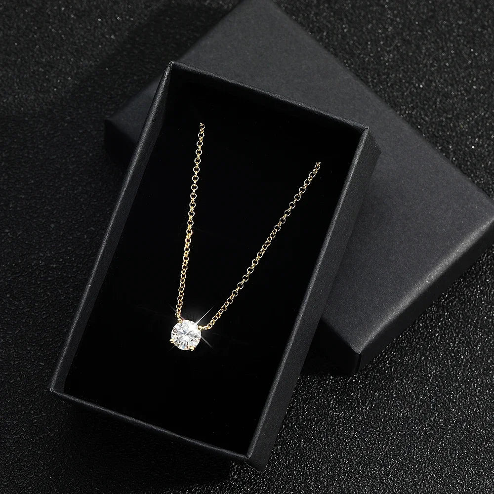 Luxury 1/2/3/5CT Real D Color Moissanite Pendant Necklace For Women Men 925 Silver Plated 18K Bridal Neck Fine Jewelry Gift