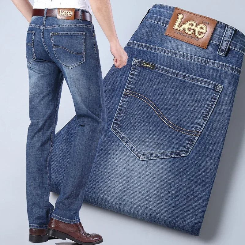 Lee Dexjeans Men's Straight-leg Loose-fit Stretch Business Casual Autumn/winter Thick High-end Denim Long Pants