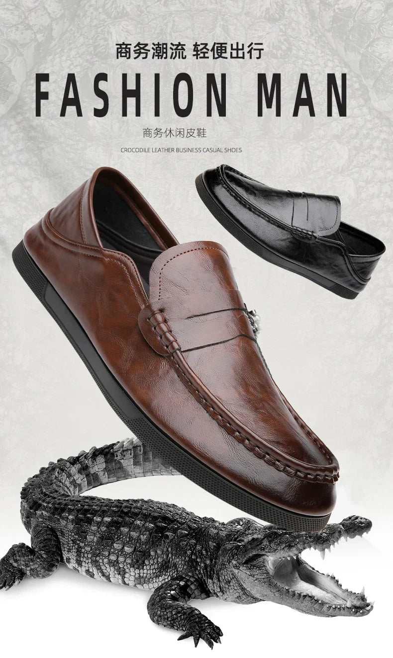 Genuine Leather Men Loafers Comfortable Mens Casual Shoes Luxury Brand Man Formal Dress Shoes Breathable Slip on Boat Shoes