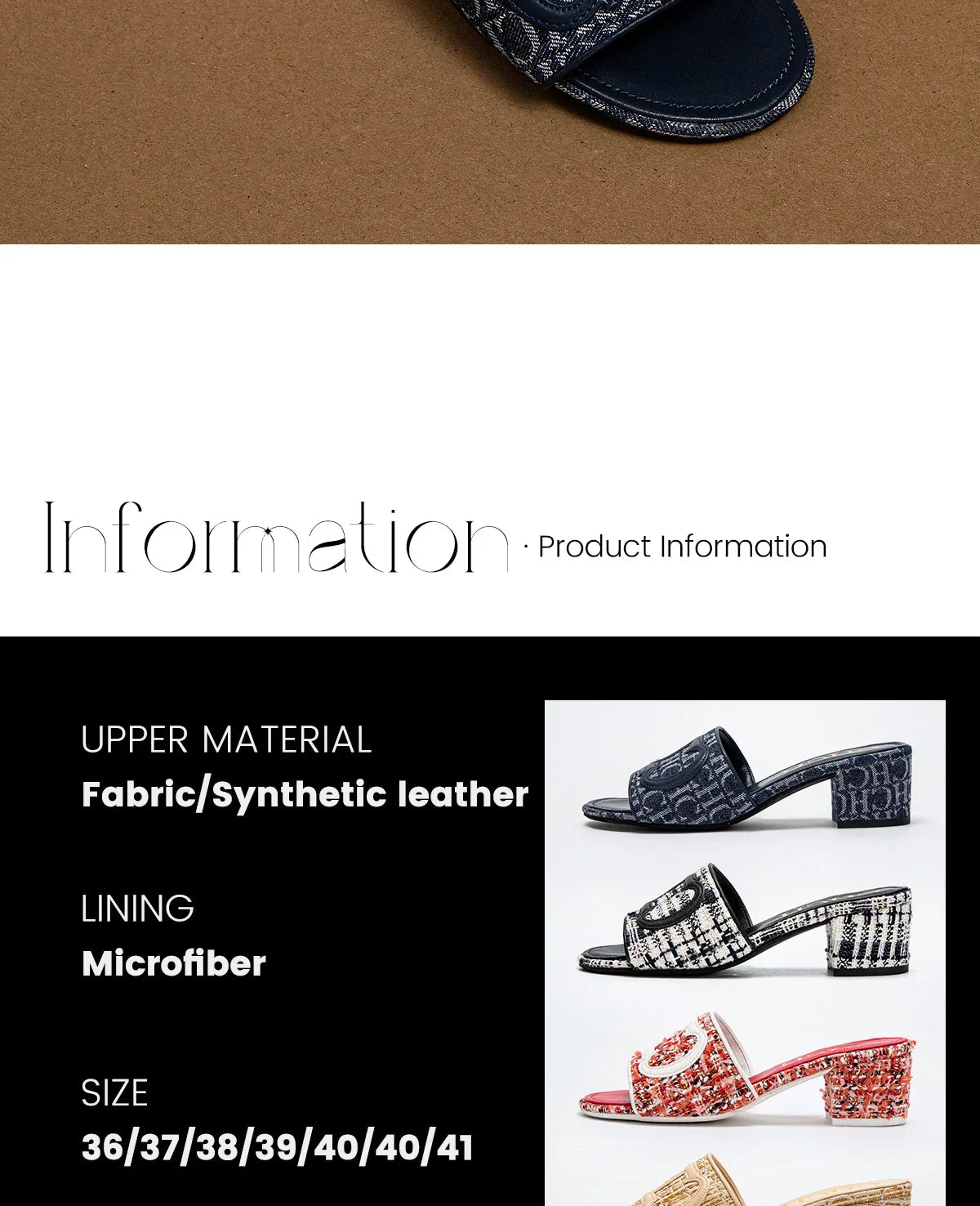 Slippers New summer Brand Fabric Low Heel Sandals Outdoor Business Commuter Women's Shoes 2024