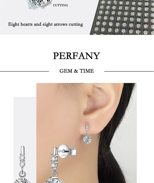 0.5/1CT Moissanite Drop Earring Women S925 Pure Silver Four Claw Laboratory Diamond Fashion Luxury Wedding Jewelry