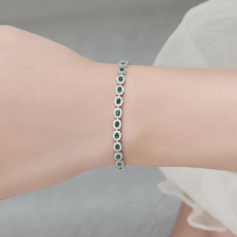Real 18k White Gold Red Blue Green Moissanite Bracelet for Women Platinum Pt950 Single Row Diamond Simple and Versatile Gift