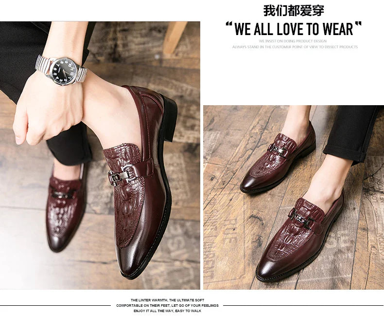 New Dress Leather Lofers Men Classic Casual Business Shoes For Men Social Party Leather Shoes Slip On Wedding Office Shoes Male