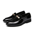Lightweight Metal Trim Retro British Style Small Leather Shoes Pointed Leather Matching Color Slip-On Loafers for Men