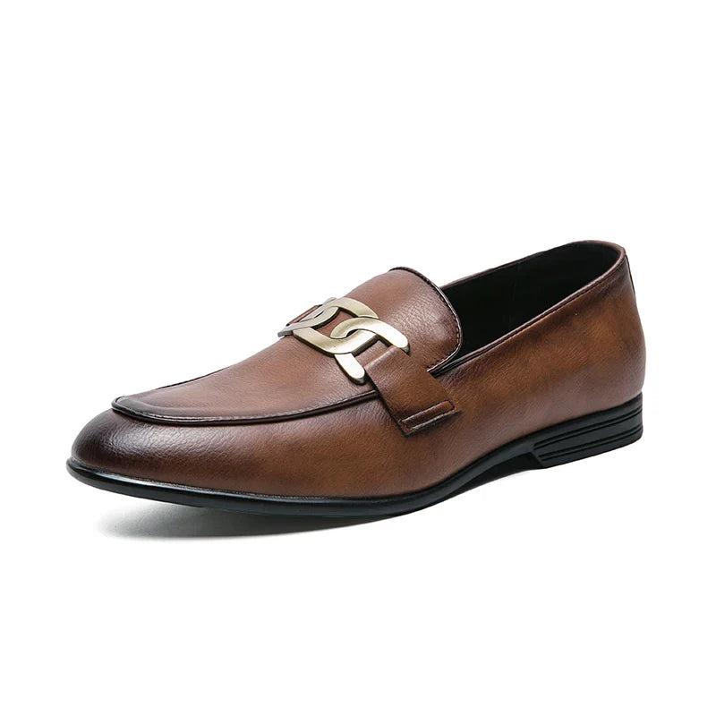 Italian Fashion Leather Shoes Moccasins For Men Casual Man Shoe Business Male Formal Pointed Fashion Wedding Black Skin