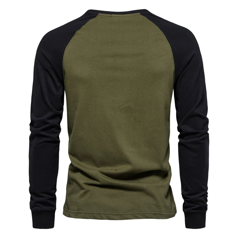 100% Cotton Long Sleeve Men's T-shirt Solid Color Letter Print Casual T shirts for Men New Spring Tops Tee Men Clothing