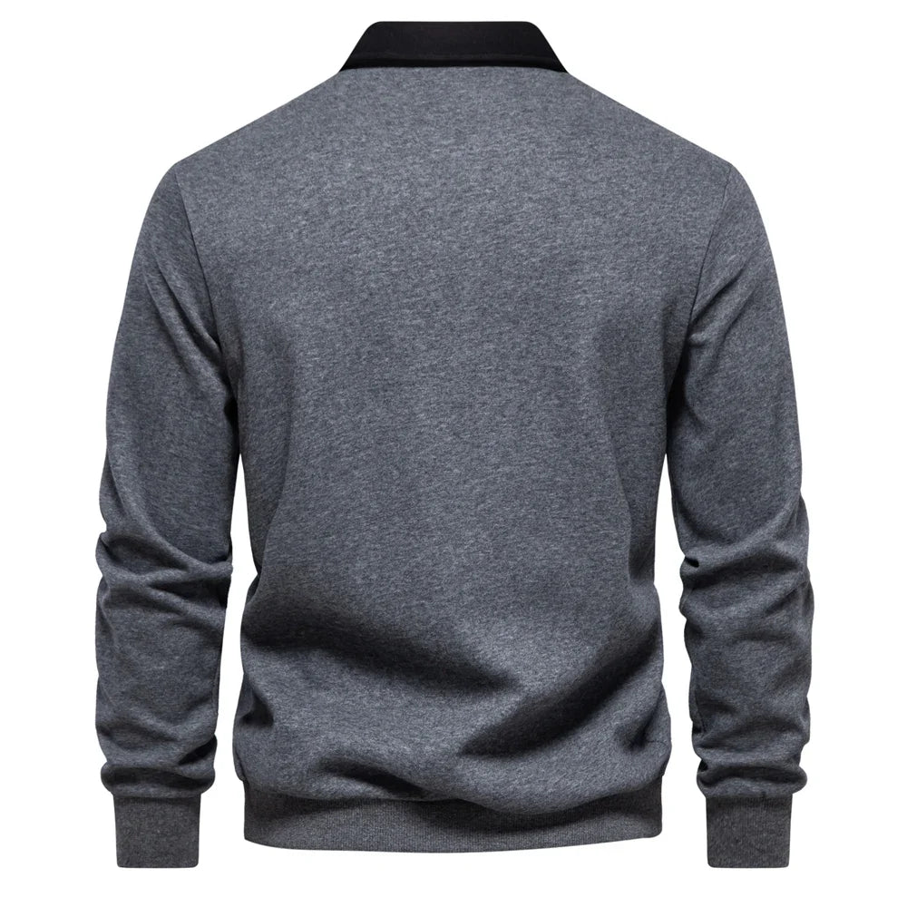 2023 New Autumn Fashion Design Polo Neck Sweatshirts for Men Casual and Social Wear Quality Cotton Mens Sweatshirts
