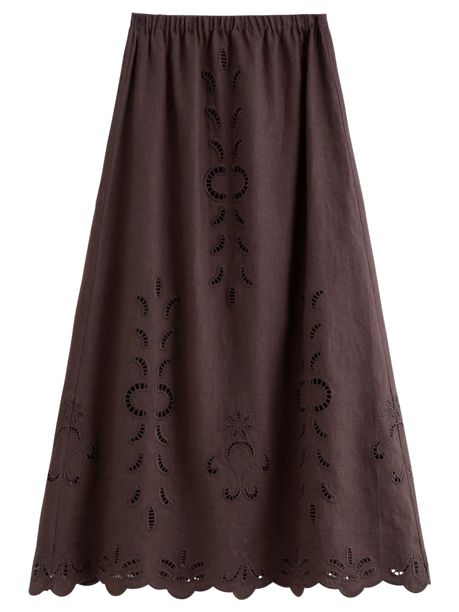 Summer Women Linen Two Piece Set Cut-Out Embroidered Sleeveless Top Midi Skirt Boho Beach Vacation Style