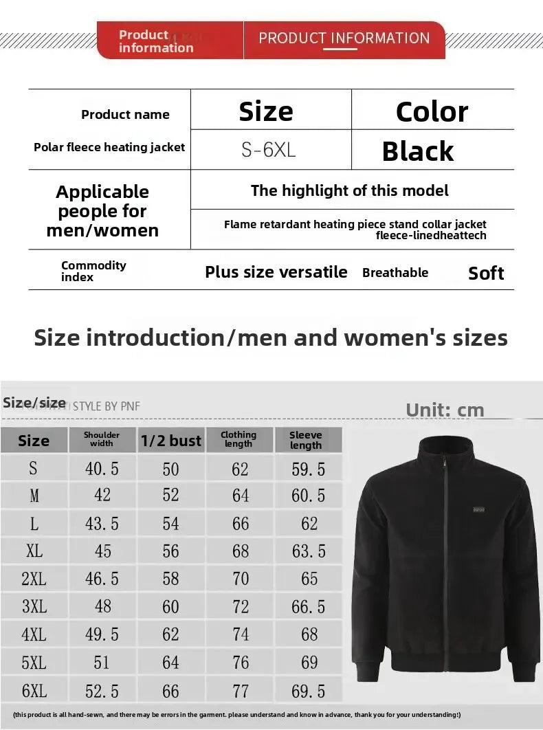 8 Areas Intelligent Electric Heating Polar Fleece Jacket Men's Winter Smart USB Constant Temperature Graphene Fleece Warmth Coat