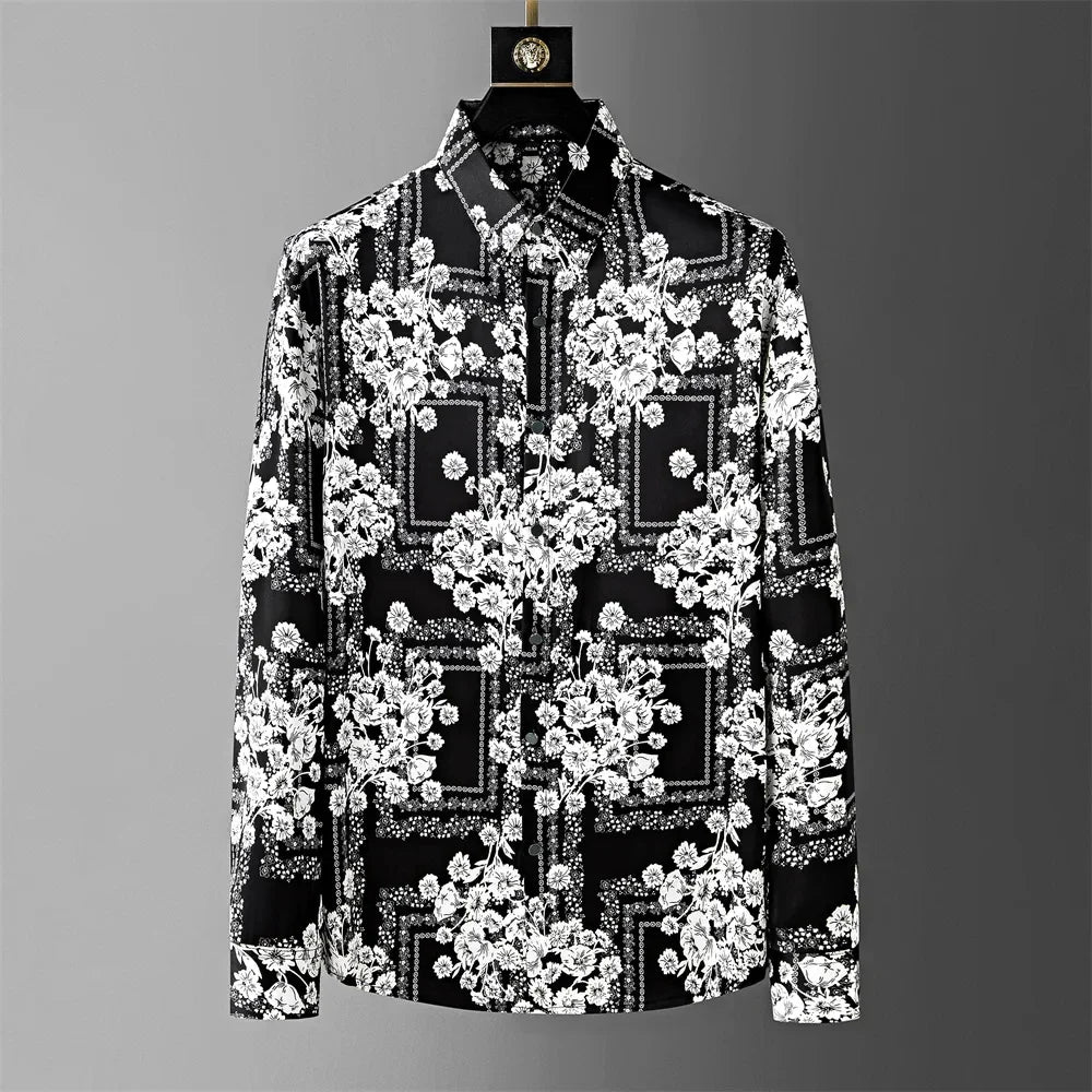 Crown Print Shirt Men's Long Sleeve Casual Shirt High Quality Fashion Popular Premium Plus Size Men's Clothing Disfraz De Hombre