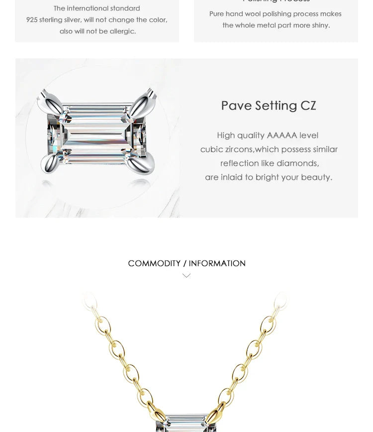Genuine 925 Sterling Silver Fashion Charm AAA Zirconia Pendant Necklace For Women Silver Female Necklaces Fine Jewelry