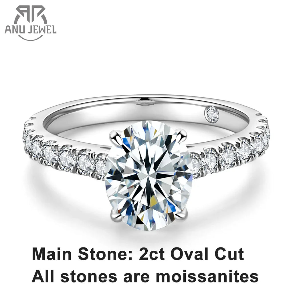 2 Carat Oval Cut D Color Moissanite Ring 18K Gold Plated 925 Sterling Silver Engagement Wedding Rings Wholesale