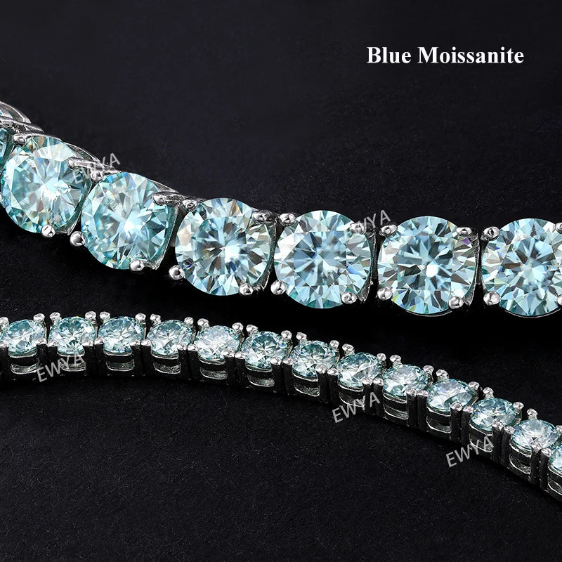 Luxury 3/4/5MM Full Blue Green Moissanite Tennis Bracelet for Men Women S925 Red Pass Diamond Test Bracelets Wholesale Gift