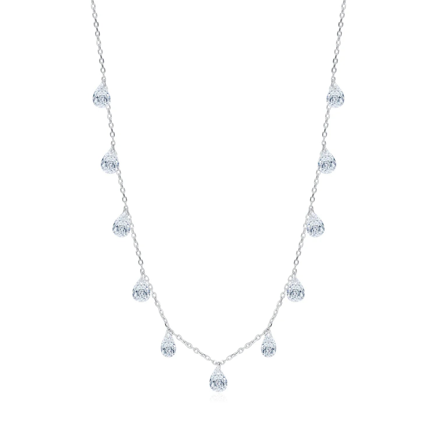 925 Sterling Silver Stackable Clavicle Chokers Necklace Sparkling Zircon Neck Chain for Women Fine Jewelry