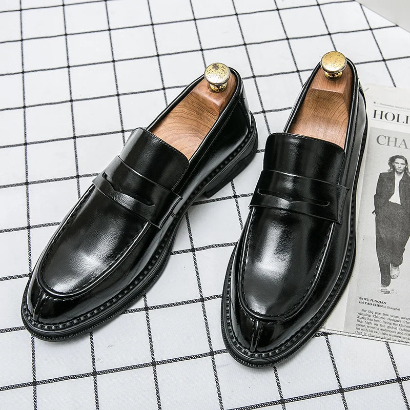 Premium Silver Business Shoes Men's Oxford Shoes Leather Brand Loafers Slip on High Quality Wedding Loafers Soft Sole Dress Shoe