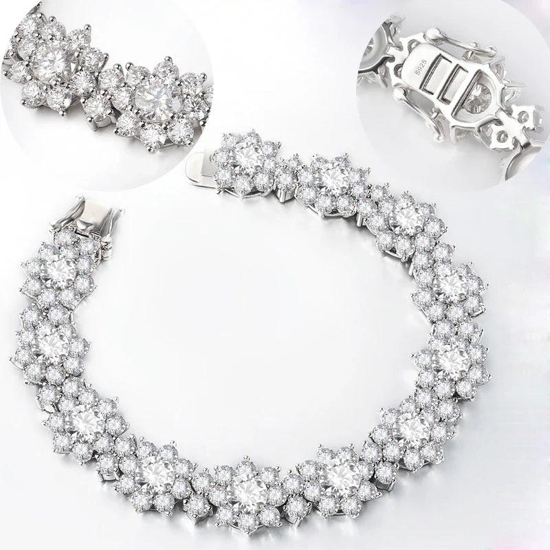 Full Moissanite Jewelry Set 925 Sterling Silver Sunflower Necklace Bracelet Earring Sets For Women Fine Jewelry GRA Tested